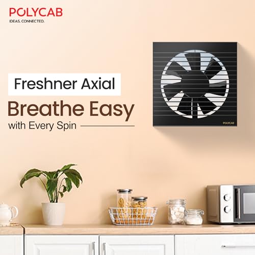 Polycab Freshner Axial 150mm Air Exhaust fan/Ventilation fan for Kitchen, Bathroom| High Speed,Noiseless| Sleek Design Easy to Clean, Powerful Motor, 100% Copper Winding|2 Year Warranty【Black】 view 2
