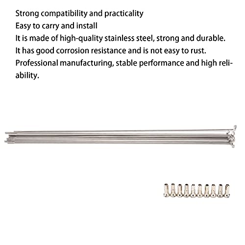 10 Sets 14G Bicycle Spokes, Stainless Steel Spokes 270mm/10.6in with Nipples for Road Mountain Bike(270mm) - Image 4