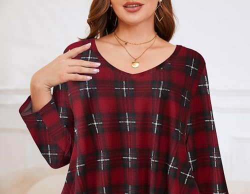 Image of LARACE Tunics 3 /4 Sleeve Plus Size Tops for Women V Neck Loose Fit Flowy Clothing for Leggings