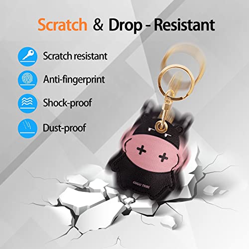 Image of Leather Keychain Case Holder Compatible with Apple AirTag, GPS Airtag Keychain Finder Tracker with Key Ring, Anti-Scratch Protective Air Tag Cover | Leather