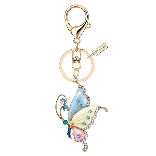 Bling Bling Crystal Butterfly Keychain Key Ring with Pouch Bag MZ847-2