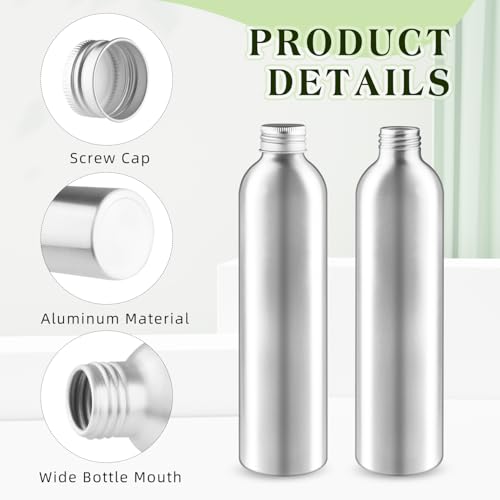 8 Pcs 300ml/10oz Aluminum Bottle Refillable Liquid Container Aluminum Vial Bottles with Screw Cap for Cosmetic Toiletries3