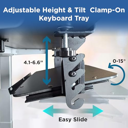 Kt4 Clamp on Keyboard Tray, Adjustable Slide Out Drawer for Desk, Height Tilt Adjustable Keyboard Holder, Under Desk Pull Out Tray (Black) by Uncaged Ergonomics - Image 3