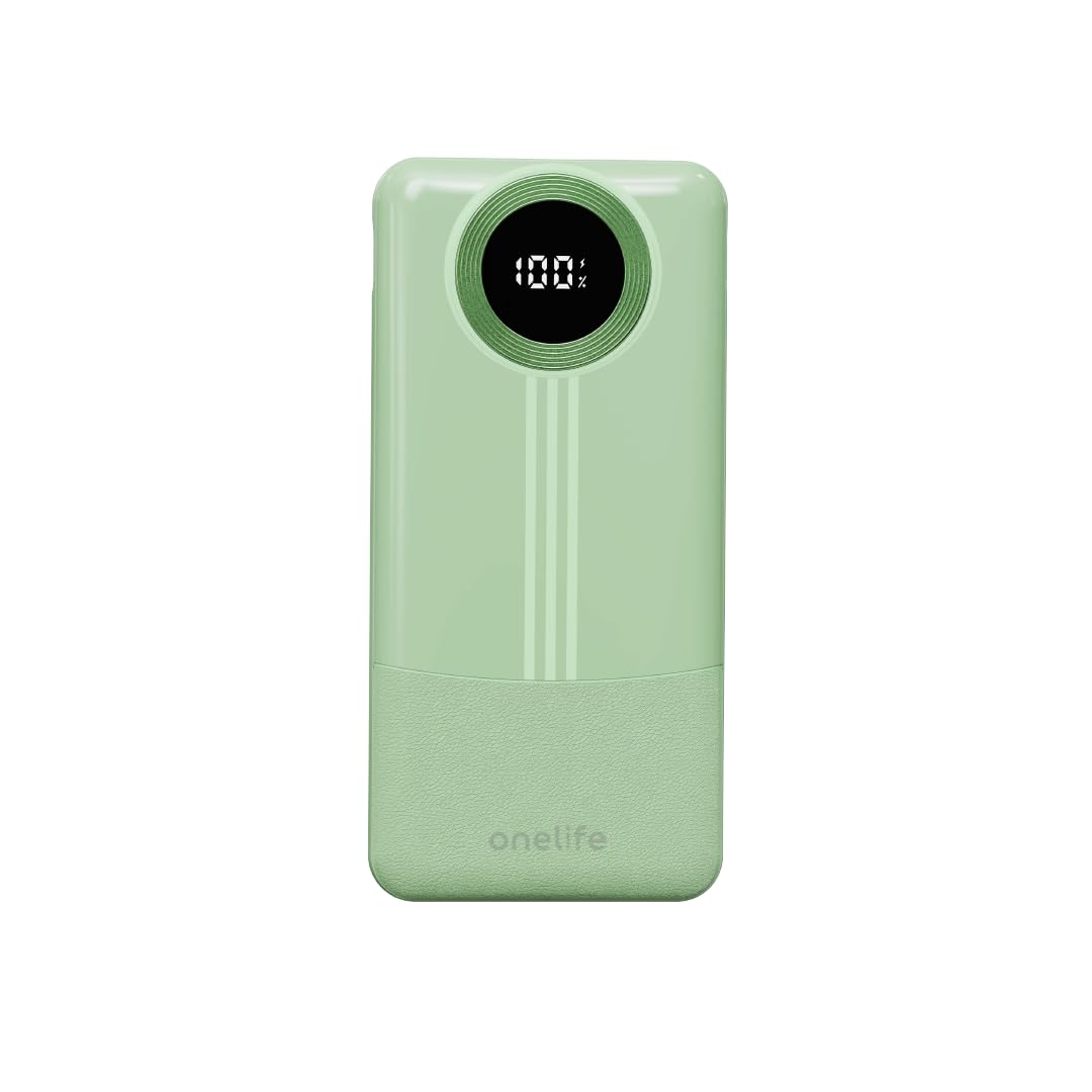 One Life 10,000mAh 22.5W Ultra Slim Power Bank with Fast Charging, Type-C PD, LED Indicator, Output & Input Ports for iPhone, Android & Other Devices (Green)-image-20
