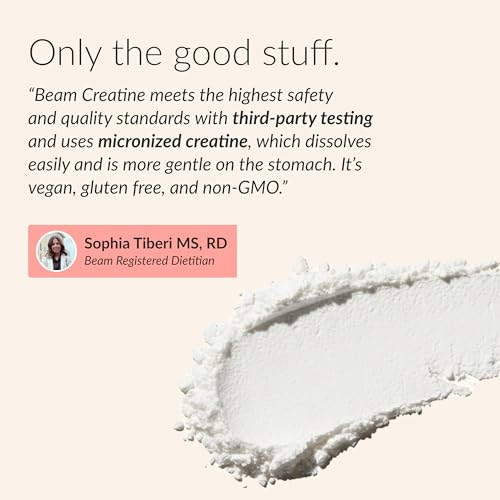 Image of BEAM Creatine Monohydrate Powder - 5g Micronized Creatine Monohydrate, Flavored Creatine for Women & Men, Muscle Strength, Growth & Cognitive Support, Raspberry Lemon Flavor, 30 Servings