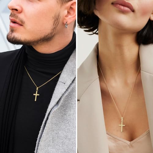 Cadena de Oro con Colgante Cruz para Hombre y Mujer