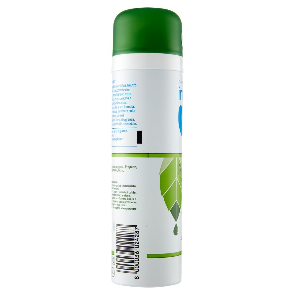 Infasil - 12 deodoranti spray Neutro Sensazioni Naturali con olio essenziale, 150 ml + portachiavi in omaggio