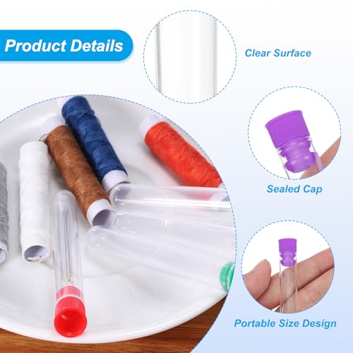 Image of PATIKIL 0.5x3 inch Plastic Sewing Needle Storage Holder, 15 Pack Portable Embroidery Needle Pin Toothpick Storage Tubes Cases Box for Craft Knitting, Purple