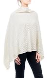 Poncho aus Kaschmir-Gemisch Dalle Piane Cashmere - Poncho mit Zopf aus Kaschmir-Gemisch - für Damen, Farbe: Weiß, Einheitsgröße