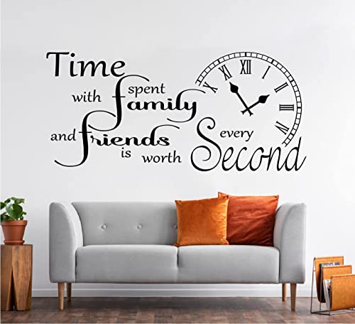 Time Spent With Family And Friend Every Second Is Worth Home Decor Living Room Wall Stickers Vinyl Decals Removable Bk034 (S-56X26Cm, Black) #TOP2