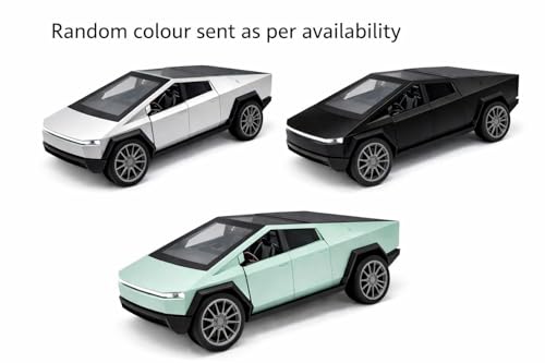 Image of Tesla Cybertruck Die-Cast Toy Car 1:36 Scale, Metal Alloy Model with Lights & Sound | Pull Back Action Car |Openable Doors & Hood | Realistic Mini Truck for Kids Boys Gift & Collectors