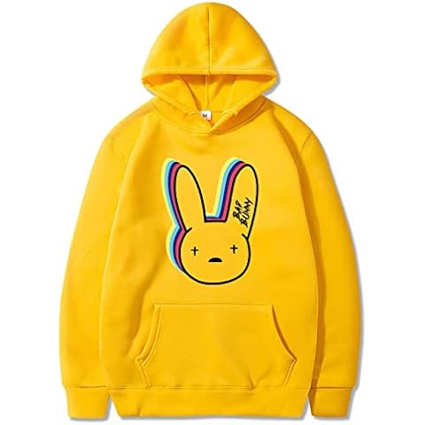 Bad Bunny Hoodies Men 2D Print Hoodie Men Women Oversized Sweatshirts Long Sleeve Hip Hop Pullover Hoody Yellow Cover