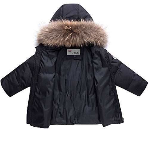 image for JELEUON Baby Girls and Boys Winter Warm Hooded Fur Trim Zipper Snowsui