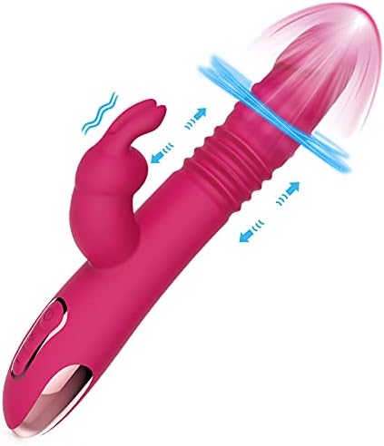 Beaded Thrusting Rabbit Vibrator - BOMBEX William, 9.8" Triple Action G Spot Vibrator with Independent Clitoral Stimulator, 10 Patterns, Waterproof & Rechargeable Sex Toys for Women, Rose