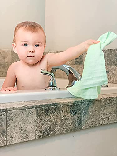 Brooklyn Bamboo Washcloths For Toddlers-Baby Cotton-Quick Drying Towels-Eco Friendly Products For New Born-Quick Dry And Absorbent-Unisex-Washcloth Pack Of 6 Off White,Green And Yellow Color #TOP3