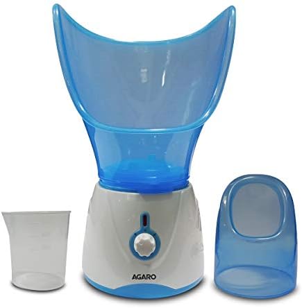 AGARO Aura Face Steamer, Vaporizer/Steam Inhaler with Facial mask and Nasal Mask, Rejuvenate Skin for Youthful Complexion, Deep Cleanse SPA, Prevents Breathing Disorders, sinusitis (Blue and White)