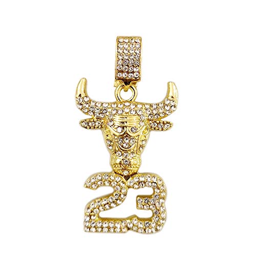 HH Bling Empire Mens Iced Out Hip Hop 14K Gold Artificial Diamond NBA Basketball Related Pendant cz Tennis Chain Necklace 22 Inch (NO.23-3) - Thumbnail 3