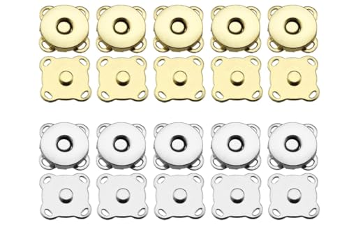 Mervynglynnhunter Magnetknöpfe, 14mm, Gold/Silber, 10 Paar