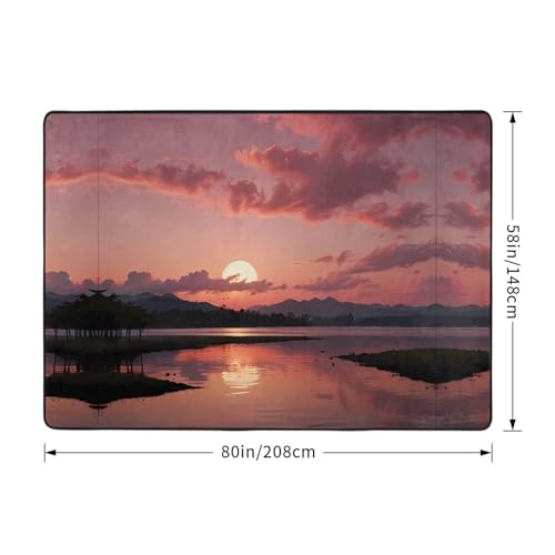 Tapis imprimé rivière japonaise rose grand tapis de table basse