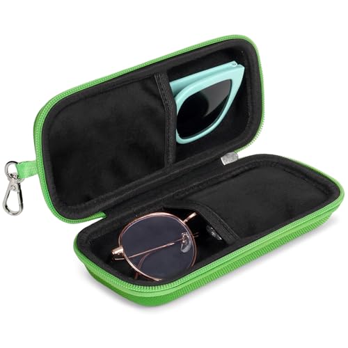 Image of Double Eyeglasses Case Hard Shell Dual Sunglasses Organizer with Zipper Closure Travel Eyewear Storage for Vehicle