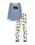 Empalme hecho a mano Hatley Bear Family Pajamas Juego, Conjunto de Pijama de Manga Larga para niños-Oso Negro sobre Azul-Bearly Sleeping, 3 años Unisex Adulto