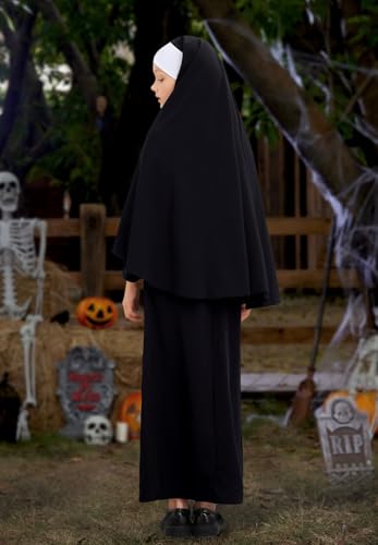 Vestido negro de monja para niñas 4-14 años con tocado miniatura 6