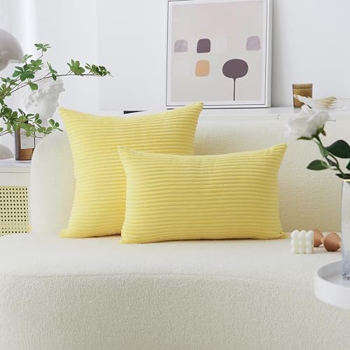 image for Home Brilliant Yellow Spring Pillow Covers Super Soft Velvet Couch Thr