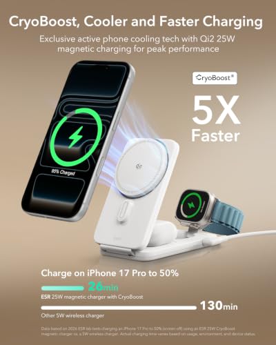 Image of ESR 3 in 1 Charging Station, Qi2.2 Certified for iPhone 17 /16 with iOS 26