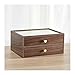 guoqunshop Aufbewahrungsbehälter Schmuckkiste, Schmuck Organizer Box Zweischicht, Schmuckkoffer Für Frauen, Holzanzeigekasten Mit Glas & Klingeltray, Vintage-Stil Walnuss Schmucketui