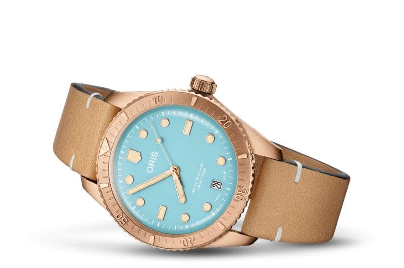 Oris Divers Sixty-Five Cotton Candy Bronze Blue Unisex Watch 38mm