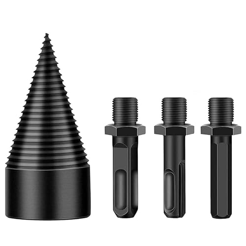 Punta Trapano Spaccalegna a Vite Conica 40mm Fresa Taglia Legna Con 3 Codoli Universali Per Trapano Separatore Tronchi