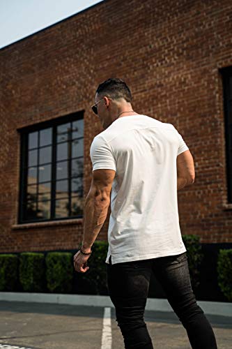 YoungLA Mens Minimalist Fitted T-Shirts | Long Drop Cut Tee | Workout Gym 4114