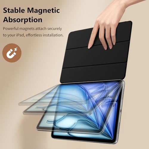 TiMOVO Magnetic Case for iPad Air 11 Inch (M3/M2-2025/2024), iPad Air 5th/4th Generation Case (2022/2020) 10.9 Inch, Smart Folio Magnetic Trifold Stand Cover, Auto Wake/Sleep - Black - Image 2