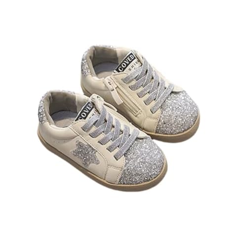 XinYiQu Girls Boys Glitter Star Toddler Sneakers Outdoor Sports Tennis Shoes 7 Toddler,Silver Cover