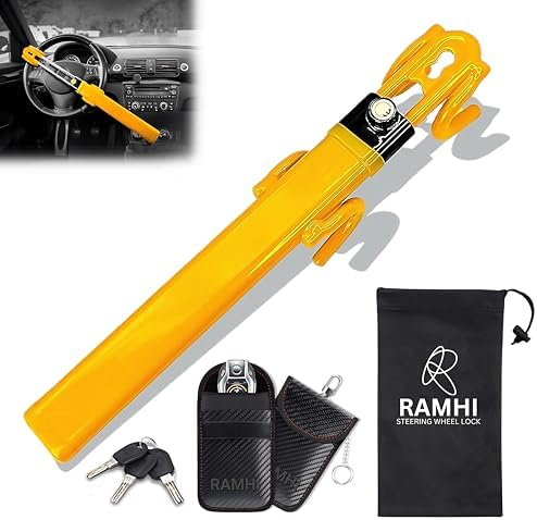 Heavy Duty Car Steering Wheel Lock Includes 2 Keys and Car Key Si...