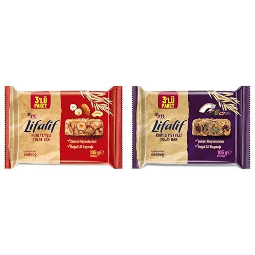 Eti Lifalif Seti | Kuru Yemişli Yulaf Bar 3 x 35 g x1 + Kırmızı Meyveli Yulaf Bar 3 x 35 g x1