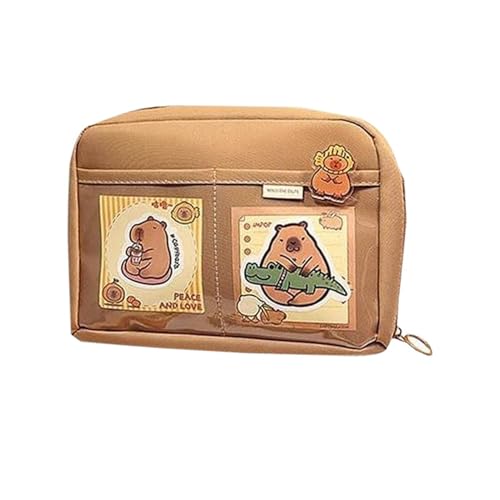 Capybara - Estuche para lápices | Estuche para bolígrafos de animales de dibujos animados de gran capacidad | Estuche ancho abierto para lápices Capybara | Bonita caja de lápices estética | Material