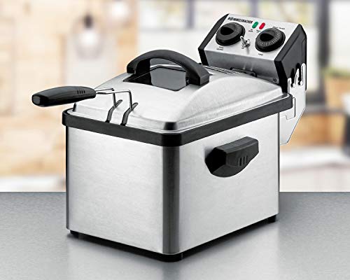 ROMMELSBACHER FRP 2135/E Kaltzonenfritteuse - Fassungsvermögen 3,5 Liter, Temperatur bis 190 °C stufenlos regelbar, 30 Minuten Zeitschaltuhr, zur Reinigung zerlegbar, Edelstahl – Bild 3
