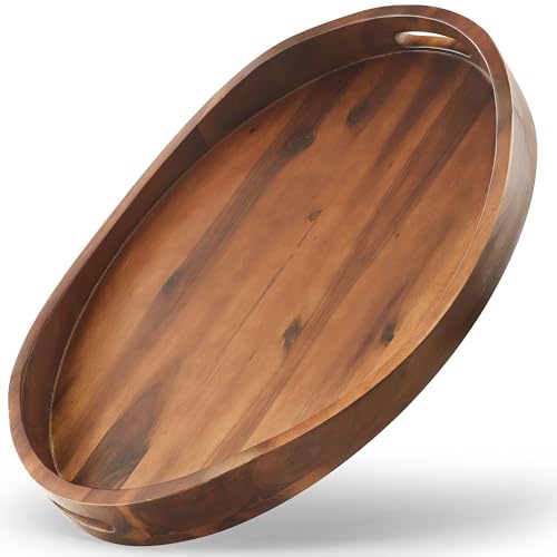 TIDITA Acacia Wood Ottoman Tray with Handles - 20