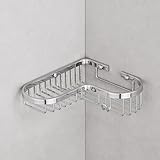 SANLIV Chrome Shower Caddy Basket, Corner Soap Dish, Solid Brass Wire Basket Shelf for Inside Shower, Wall Mounted Bathroom Soap Holder in Polished Chrome