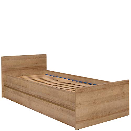 Furniture24 Bett Cosmo Co8 Bettgestelle 80x200 cm mit Latterost Einzelbett Jugendzimmer Riviera Eiche