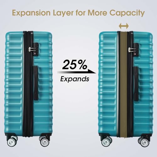 Altillo 3 Piece Luggage Set, PC+ABS Lightweight Suitcase Sets with Spinner Wheels, Hardshell Luggage Sets with TSA Lock (20/24/28) (Lake Blue)4