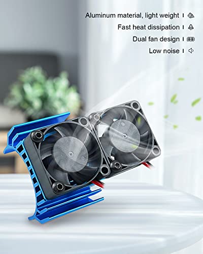 VXL-3s ESC Cooling Fan and Motor Dual Fan Compatible with Traxxas Slash 4x4 Stampede 4x4 Rustler 4x4, Blue - Thumbnail 3