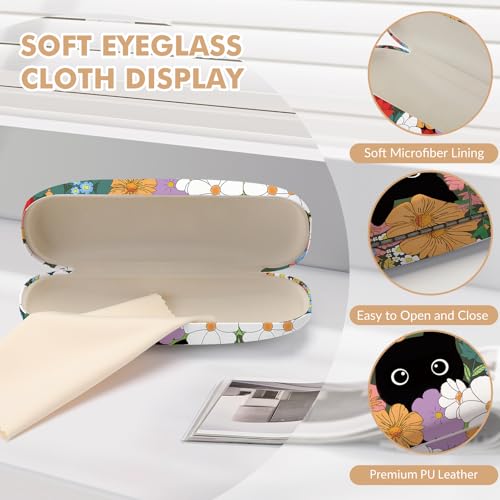 Image of Glasses Case Hard Shell,Portable Protective Eyeglasses Case, Eyeglass Holder Box with Cleaning Cloth,for Women Men