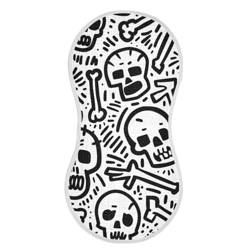 4 Pack Baby Burp Cloths, Soft Absorbent Burping Cloths for Babies, Cotton Milk Spit Up Rags, Large Size for Newborns, Baby Boys and Girls (Cute Skull)