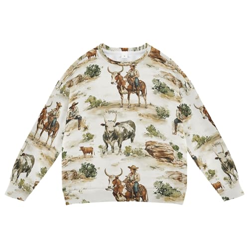 JUNZAN Western Cowgirl Wilderness Little Kids Hooded Sweatshirt Long Sleeve Hoodies for Girls Party 4T