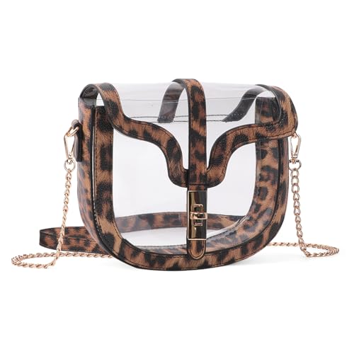 Clear Crossbody Bag for Women Stadium Approved- Vegan Leather See-Through Purse with Zipper, Stylish PVC Studded Should Bag