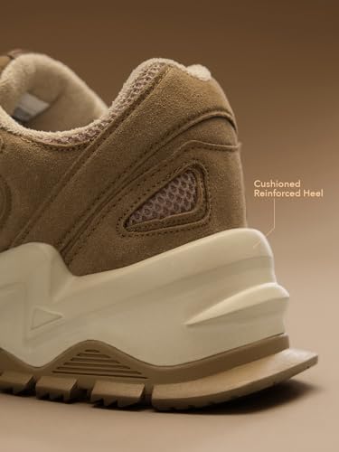 Image of The Souled Store Fumes NX: Sage Men and Boys Low Top Sneakers Green and Off White Streetwear Chunky Trainer Breathable Mesh Cushioned Midsole Durable Sole Lace Up Lightweight Padded Collar