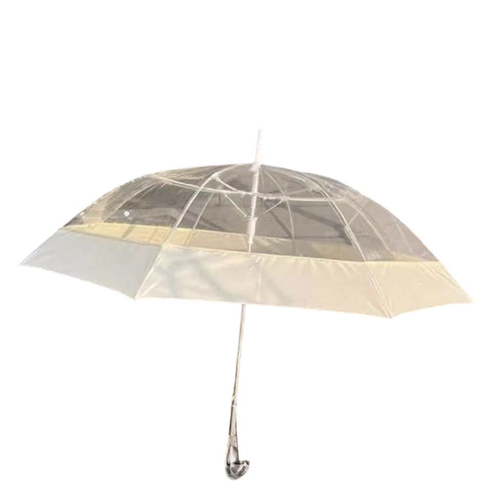 Transparent Auto Open Dome Umbrella with White Border, Clear PVC Bubble Rain Umbrella, Windproof Long Handle Stick, Full Coverage Canopy for Women, Men, Travel, Walking & Daily Outdoor Use-image-23
