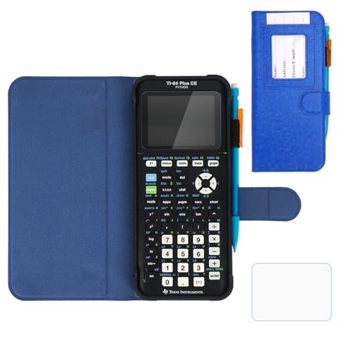 Image of YouKnow PU Leather Protective Case Compatible with Texas Instruments TI-84 Plus CE Color Graphing Calculator with ID Card Slot (Only Case) (Blue)